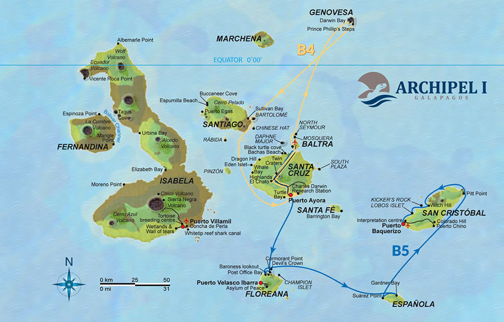 8-Tagestour B auf dem Galapagos Katamaran Archipel 