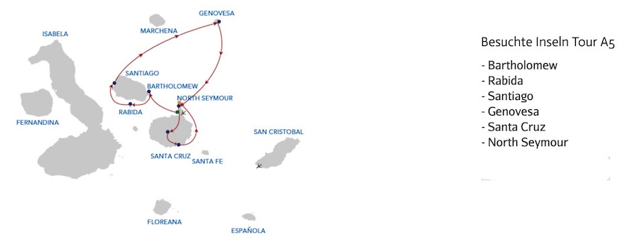 Reiseroute Galapagos Trimaran Horizon Tour A5