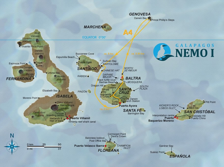 Galapagos Katamaran Nemo I 4-Tagestour A4