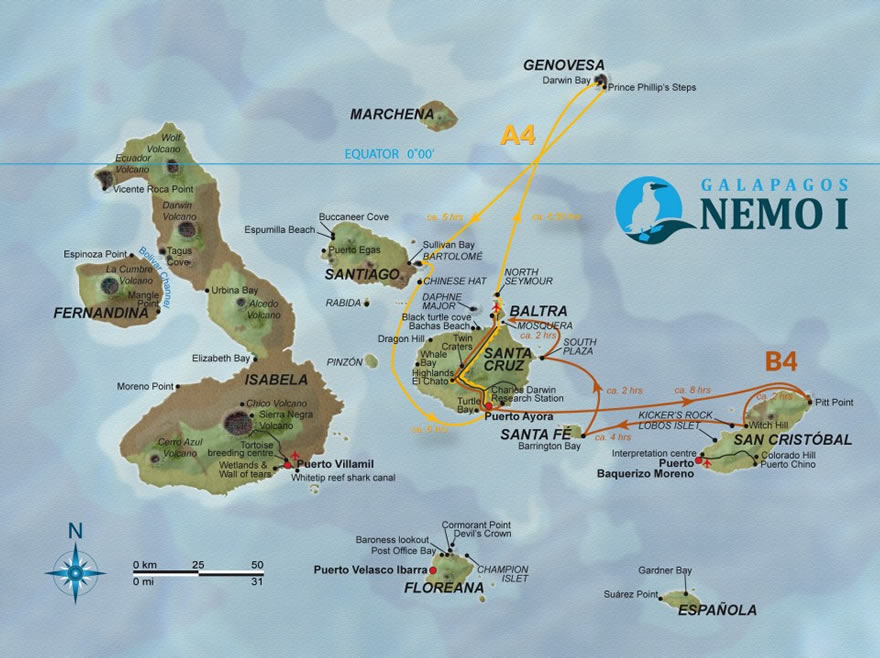 Galapagos Katamaran Nemo I 7-Tagestour B4 und A4