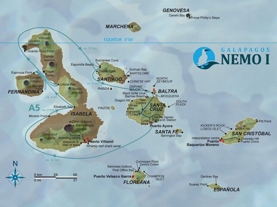 Galapagos Katamaran Nemo I 5 Tagestour A