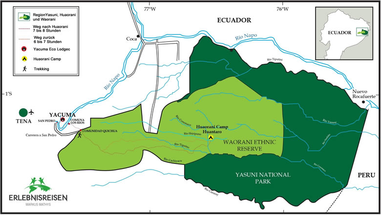 Karte des Huaorani Camps