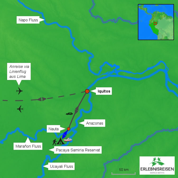 Karte Reisen Pacaya Samiria Nationalpark