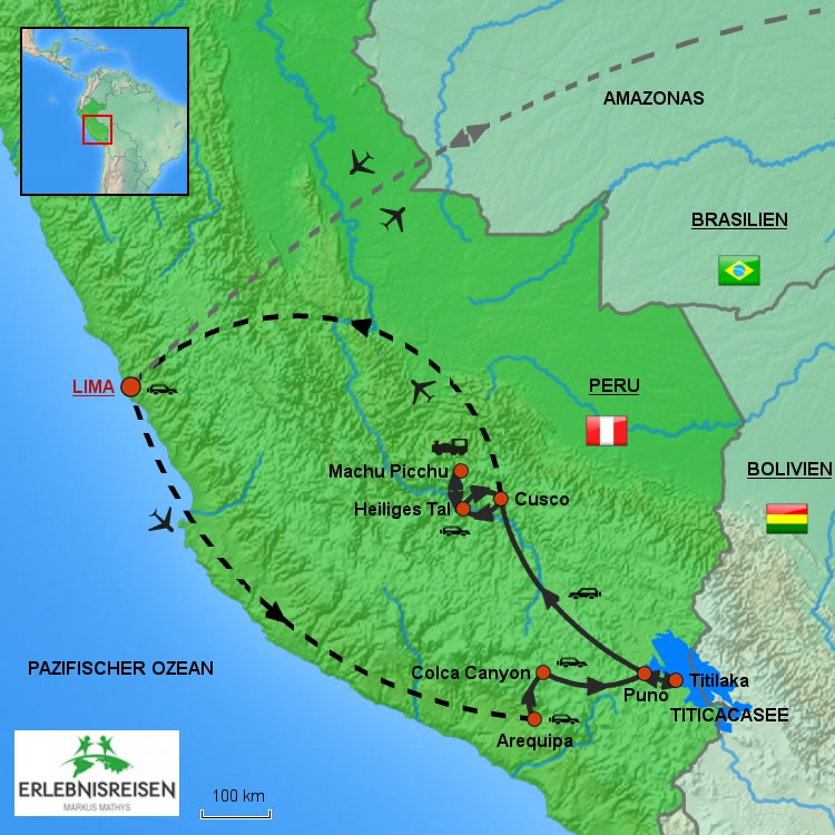 Luxusreise durch Peru - Karte