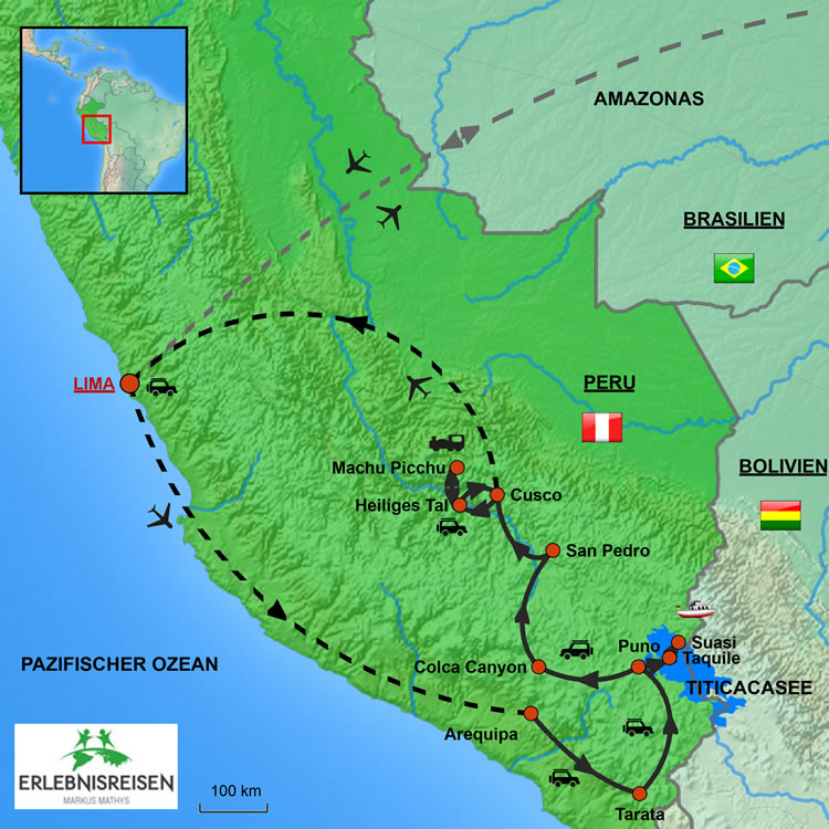 Peru Rundreise - Karte Unbekanntes Peru