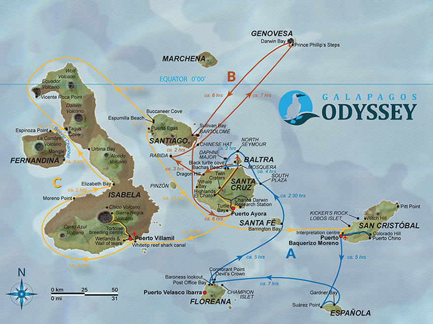 Galapagos Schiff Odyssey - 15 Tagestouren