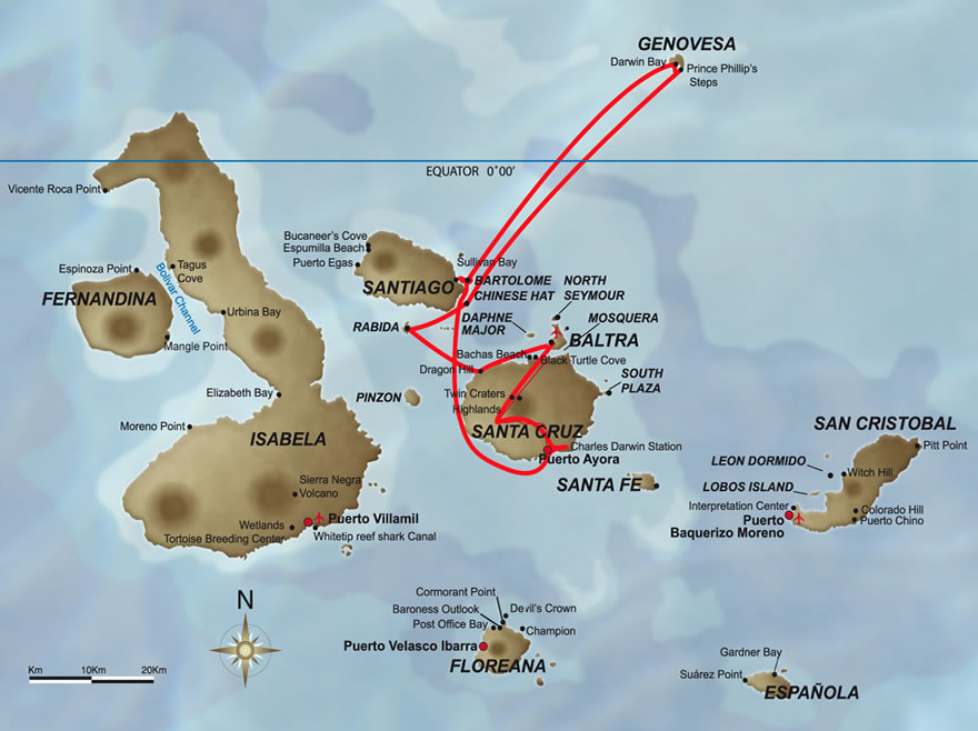 Galapagos Reisen auf dem Schiff Odyssey - 5 Tagestour B