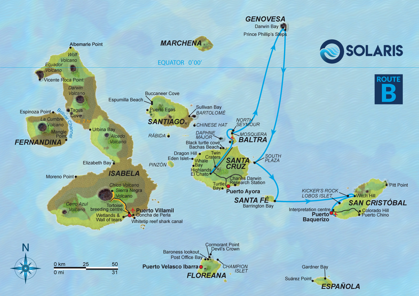 Galapagos Kreuzfahrt Solaris Karte Tour B