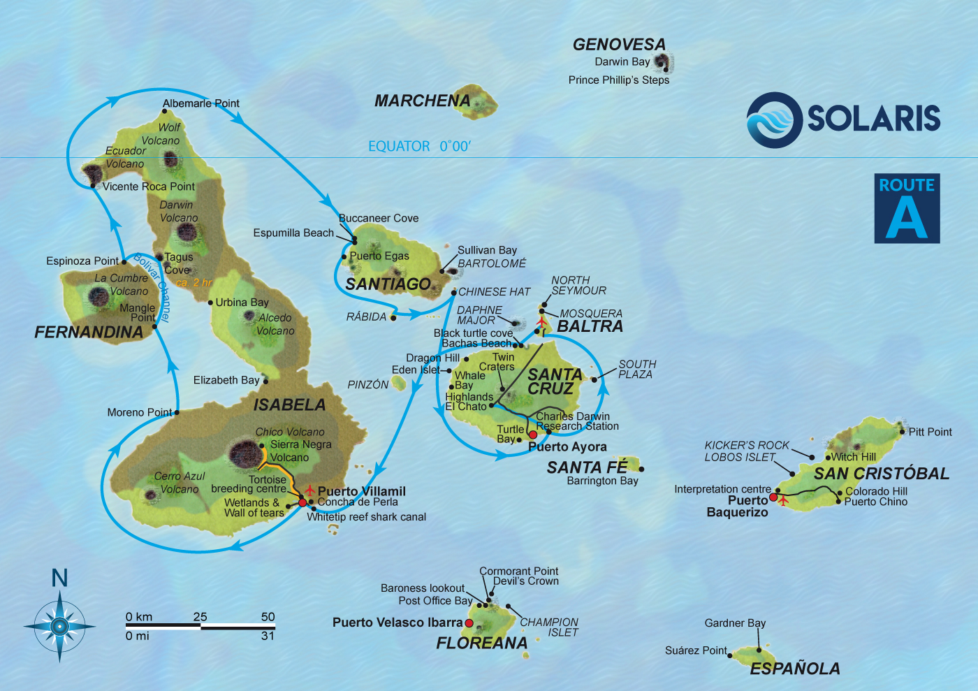 Galapagos Kreuzfahrt Solaris Karte Tour A